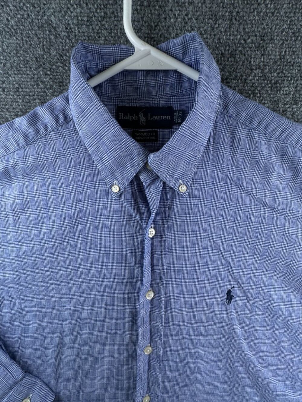 Ralph Lauren Yarmouth Button Up Shirt Long Sleeved Men’s Blue Glen Check 16 33